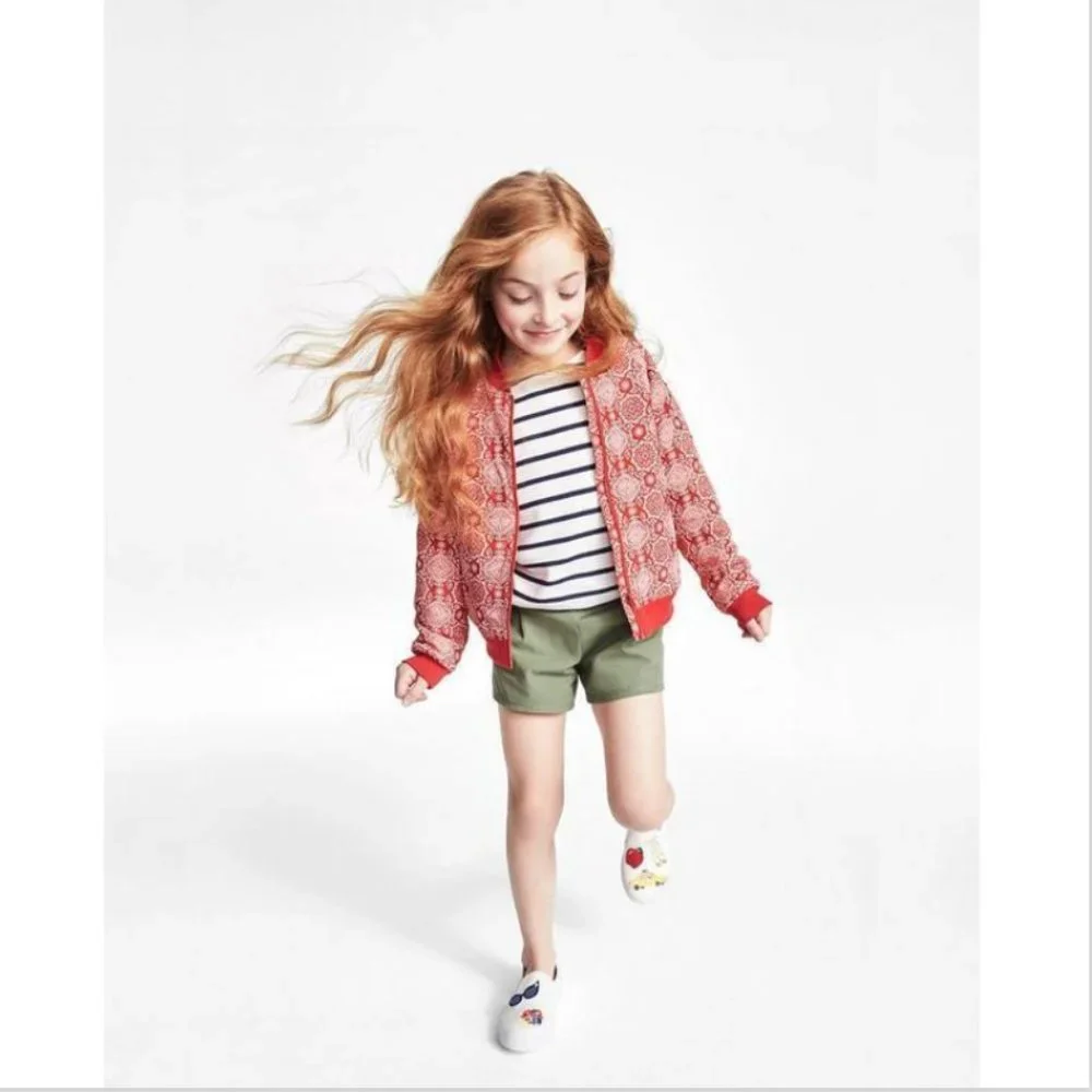 NWT JUNO VALENTINE BY JANIE & JACK CANDY RED BANDANA BOMBER‎ JACKET SZ 6-12 M